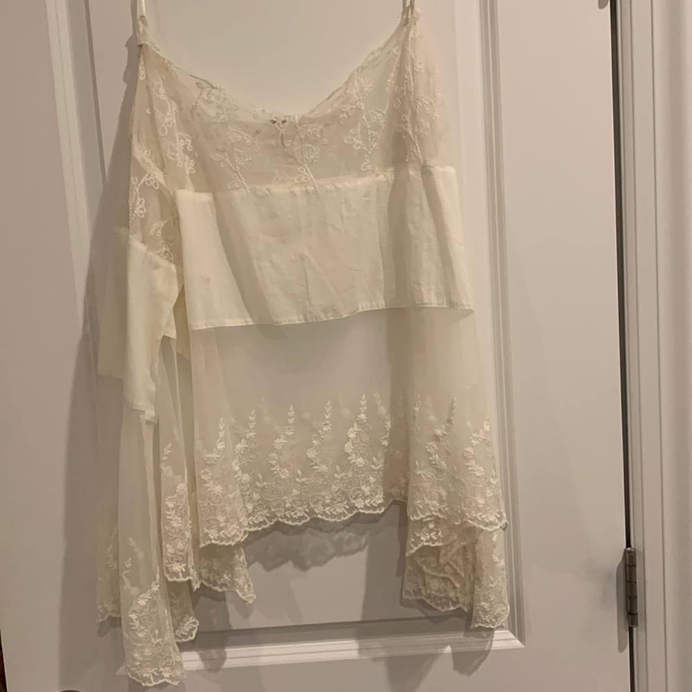 Free People Lace Boho Long Sleeve Top